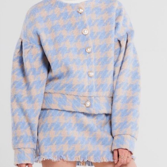 NEW Storets Lori Houndstooth 2 Piece Set Size Small Purple Wool Skirt Jacket NWT - Picture 4 of 14